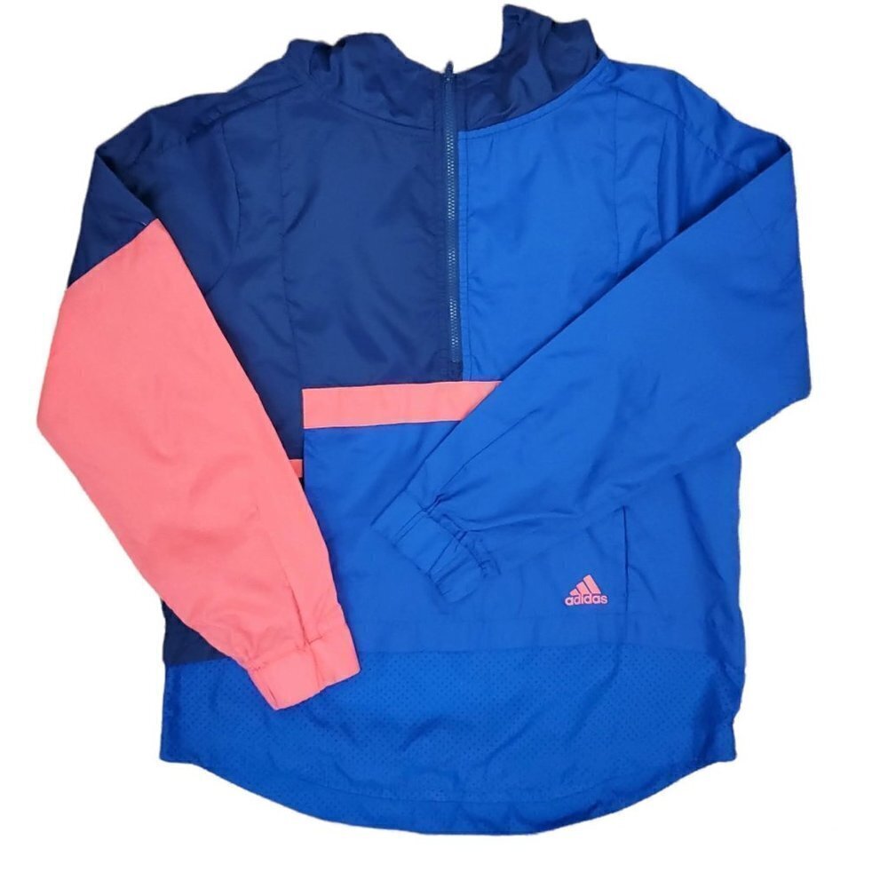 💎155 Adidas Youth Windbreaker Hoodie Track Jacket Mesh Reflective Accent